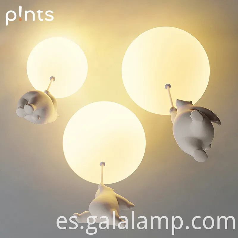 Luz colgante de LED de oso nórdico moderno para habitaciones para niños